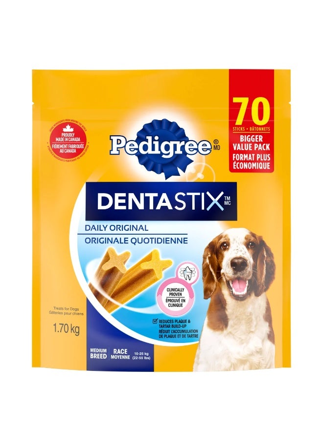 بيديجري مكافآت دينتاستيكس للعناية بالفم للكلاب متوسطة الحجم - أصلية، 70 عودًا، 1.7 كجم