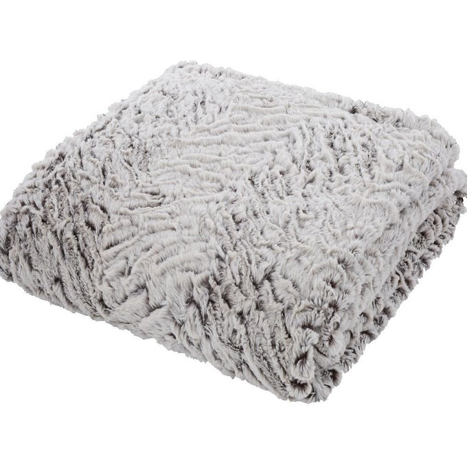 WOLF FAUX FUR 150X200CM BLANKET THROW NEUTRAL