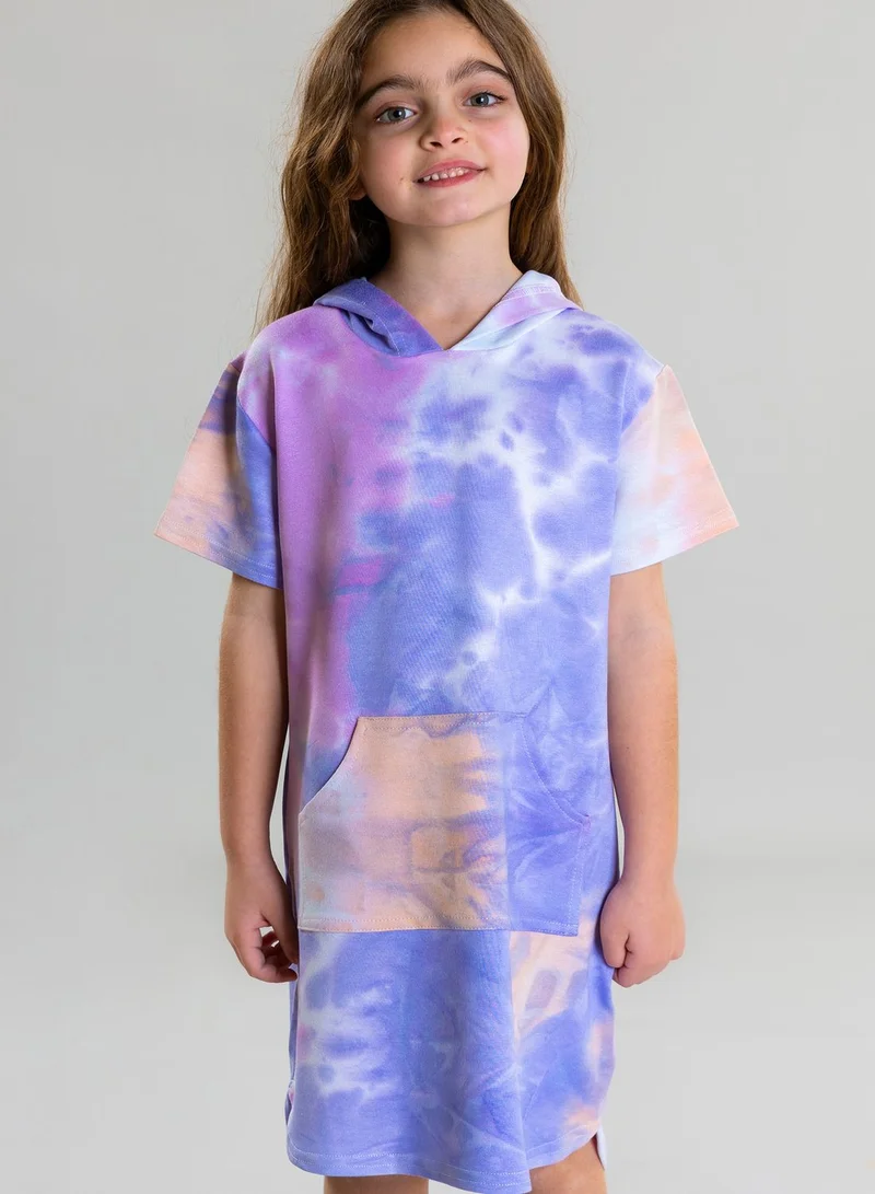 Pear Concept Kids Tie Dye Dress With Hoodie