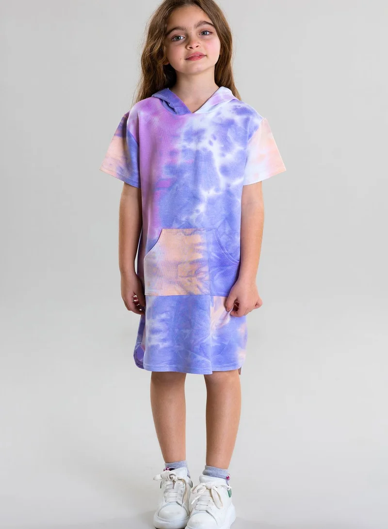 Pear Concept Kids Tie Dye Dress With Hoodie