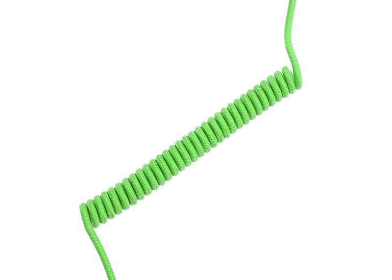 ASCENY Coiled & Double-Sleeved Mechanical Keyboard Cable, for Type-C Mechanical Keyboards (Green) - Image 2