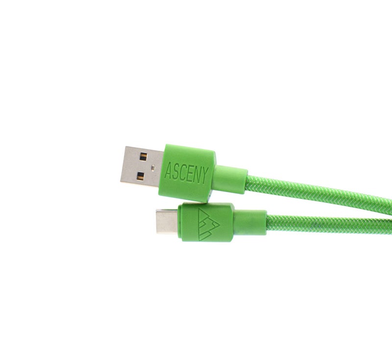 ASCENY Coiled & Double-Sleeved Mechanical Keyboard Cable, for Type-C Mechanical Keyboards (Green) - Image 3