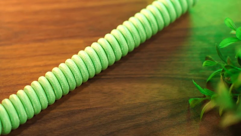ASCENY Coiled & Double-Sleeved Mechanical Keyboard Cable, for Type-C Mechanical Keyboards (Green) - Image 5