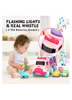 ORiTi ORiTi 5-in-1 Carrier Truck, Toddler Girl Toys, Friction Power Toy Cars with Light & Sound  - Image 2