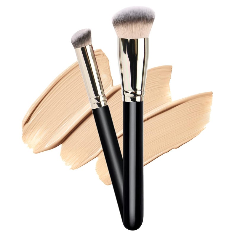 dpolla Makeup Brushes Pro Foundation Brush and Flawless Concealer Brush Perfect for Any Look Premium Luxe Hair Contour Brush Perfect for Blending Liquid,Buffing,Cream,Sculpting,Mineral Makeup - Image 1