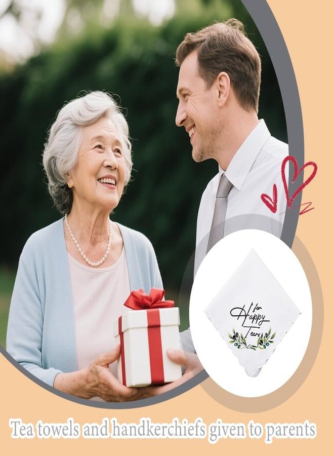 Yreamont Happy Tears Handkerchief for Wedding Day, Wedding Gifts for Women Men Bride Groom Mother Father of Bride Embroidered Handkerchief for Son Daughter in Law Gift from Father Mother in Law - Image 5