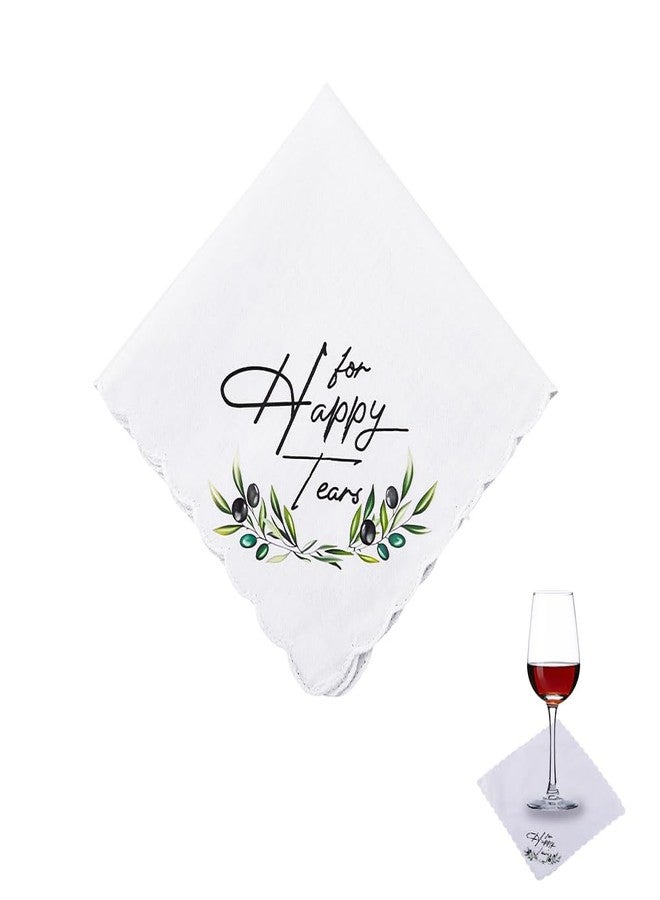 Yreamont Happy Tears Handkerchief for Wedding Day, Wedding Gifts for Women Men Bride Groom Mother Father of Bride Embroidered Handkerchief for Son Daughter in Law Gift from Father Mother in Law - Image 1