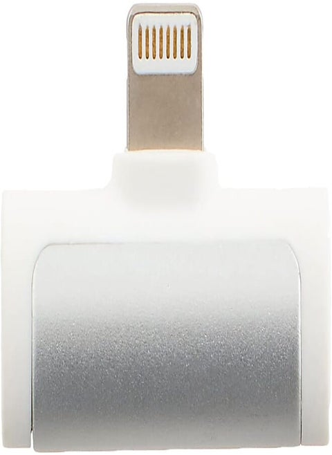 Remax RL-LA04i 2 In 1 Mini Lightning To Lightning Audio Adapter Fast Charging Adapter Voice Call Audio Transmitter Compatible With iOS Devices - White