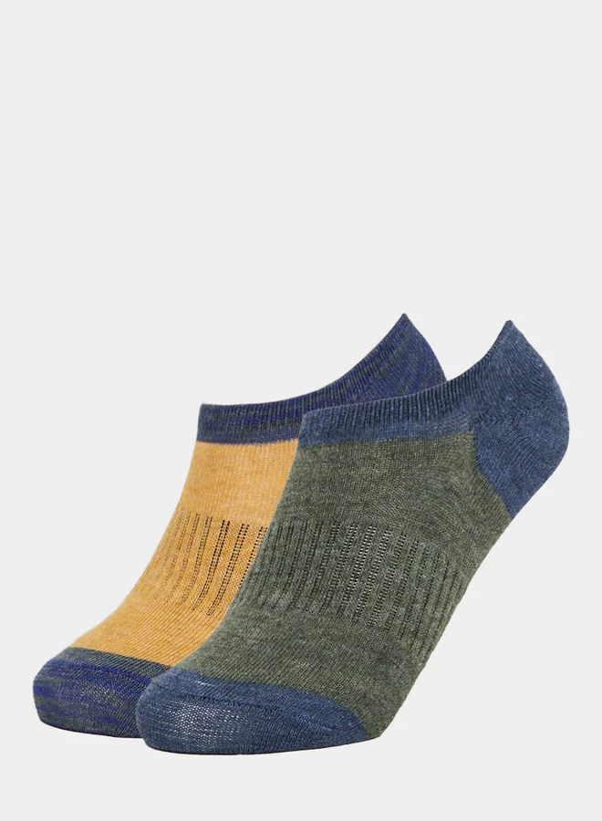 Pack of 2 - Contrast Detail No Show Socks