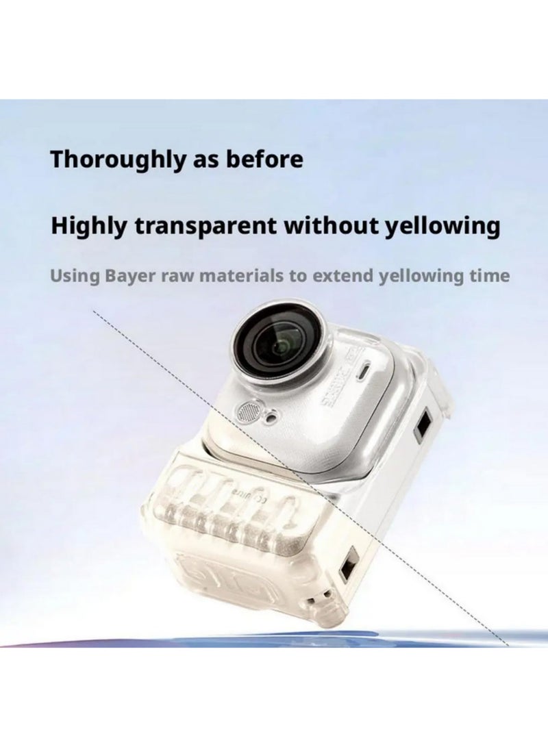 1PCS TPU Protective Case for Insta360 Go Ultra With Heat Dissipation Anti Drop Lens Cap and Anti Lost Lanyard Full Coverage Clear Transparent Scratch Proof Camera Cover Transparent Black - Image 4