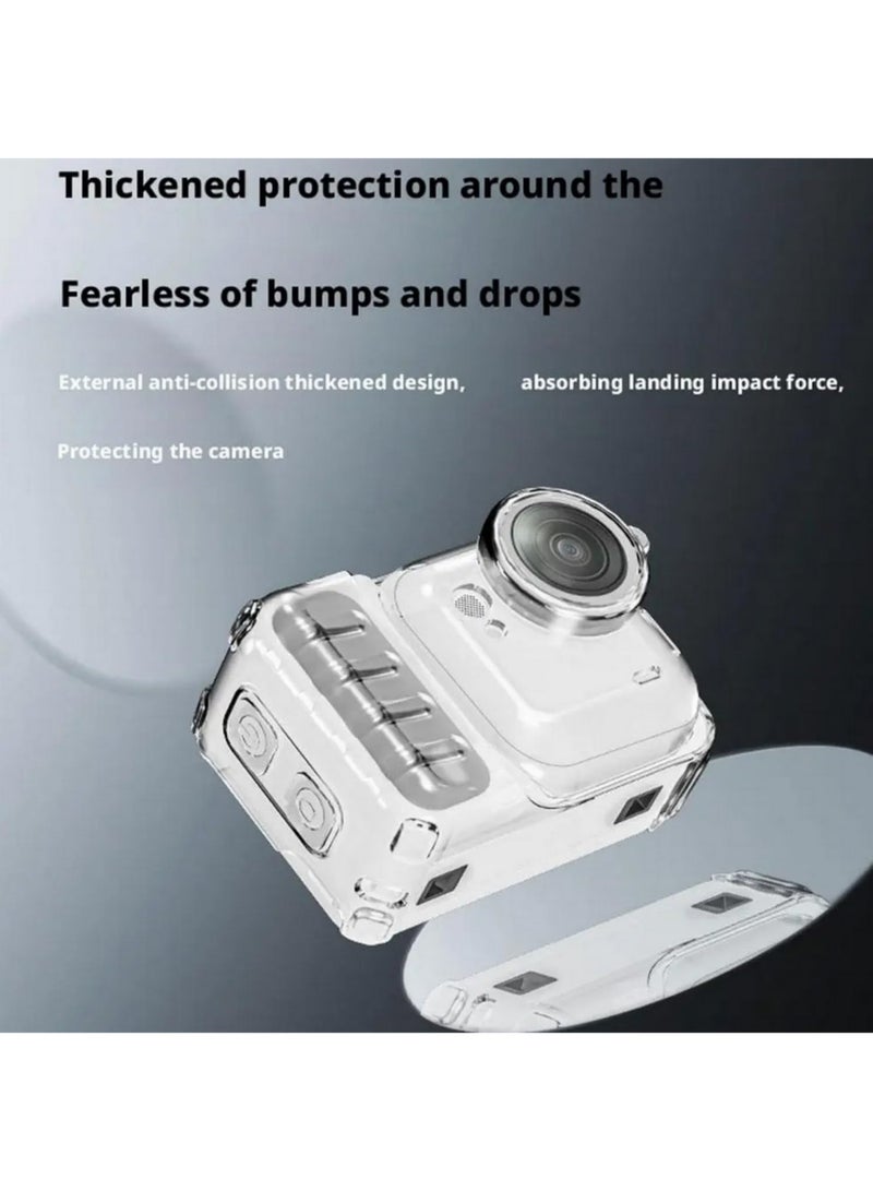 1PCS TPU Protective Case for Insta360 Go Ultra With Heat Dissipation Anti Drop Lens Cap and Anti Lost Lanyard Full Coverage Clear Transparent Scratch Proof Camera Cover Transparent Black - Image 5