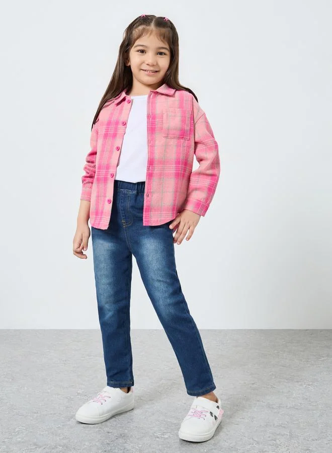 Styli Whiskered Faded Elastic Waist Jeggings