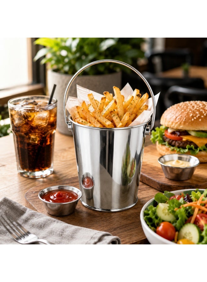 B&D stainless steel French fries serving cup 8.8 x 9 cm silver – premium fries holder for restaurants cafés home kitchens snack presentation serving cup for chips potato wedges onion rings appetizers and finger foods - Image 4