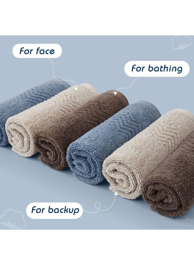 Cleanbear Cotton Washcloths Bath Wash Cloth Set 13 x 13 Inches, 6-Pack Face Cloths with 3 Colors - Image 2