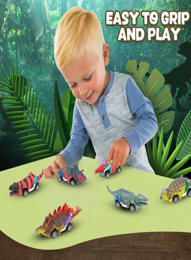EASYFUN Dinosaur Toys for Kids 3-5 Pull Back Toy Cars 6 Pack Dino Toys for 3 4 5 and Up Boys Girls Dinosaur Games with T-Rex Dinosaur Toy Cars Gift for Toddler - Image 4