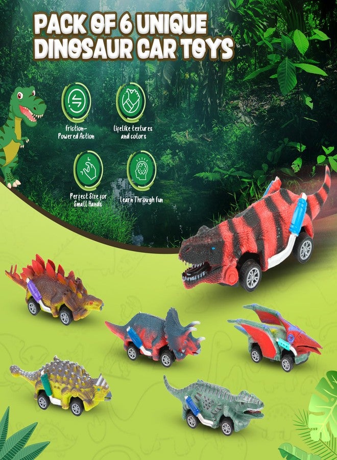 EASYFUN Dinosaur Toys for Kids 3-5 Pull Back Toy Cars 6 Pack Dino Toys for 3 4 5 and Up Boys Girls Dinosaur Games with T-Rex Dinosaur Toy Cars Gift for Toddler - Image 2