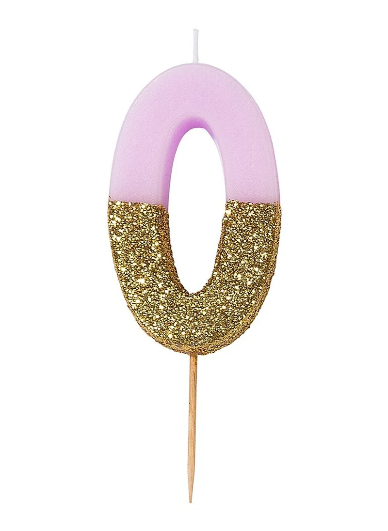 Talking Tables Pink & Gold Glitter Number Candle - 0