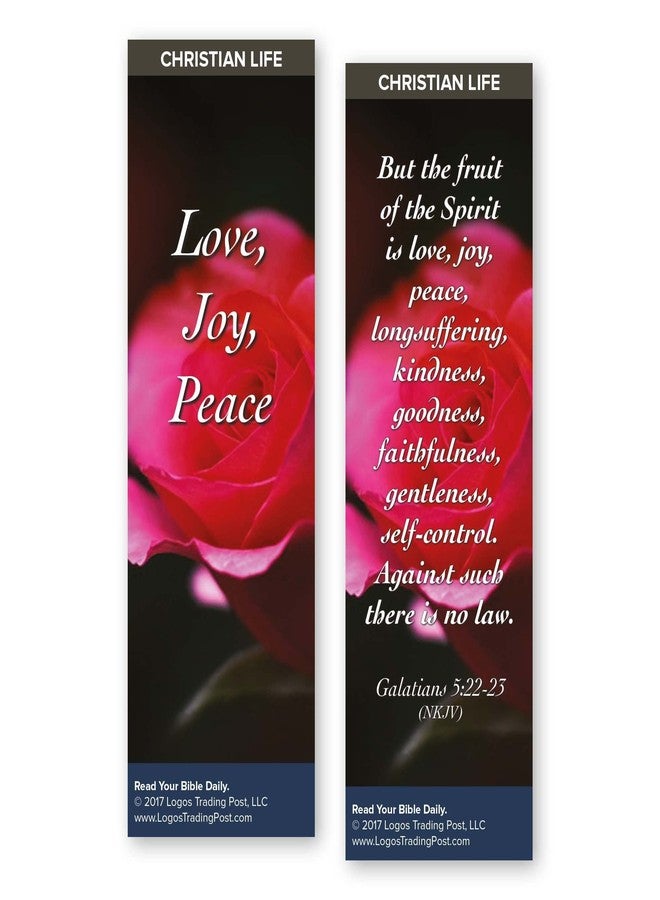 Logos Trading Post Christian Bookmark with Bible Verse, Pack of 25, Christian Life Themed, Love Joy Peace, Fruits of The Spirit, Galatians 5:22-23 - Image 2