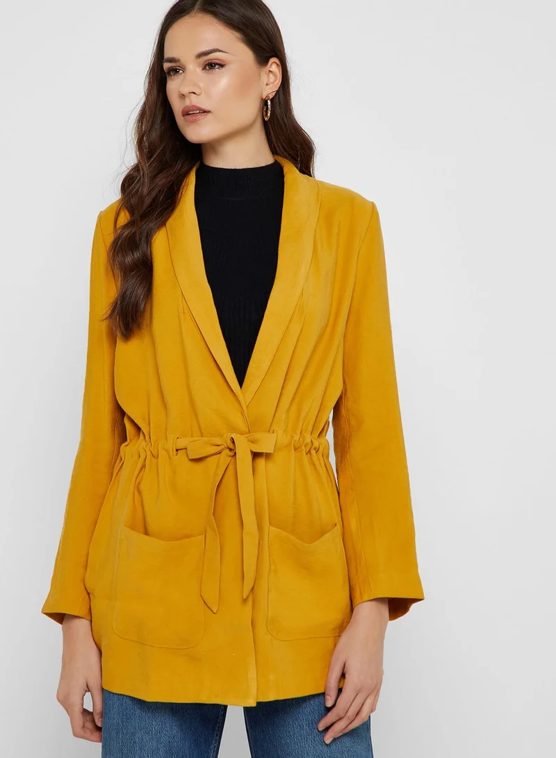 Iconic Pocket Detail Tie Waist Coat