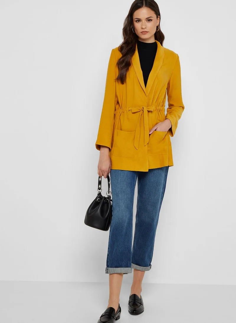 Iconic Pocket Detail Tie Waist Coat