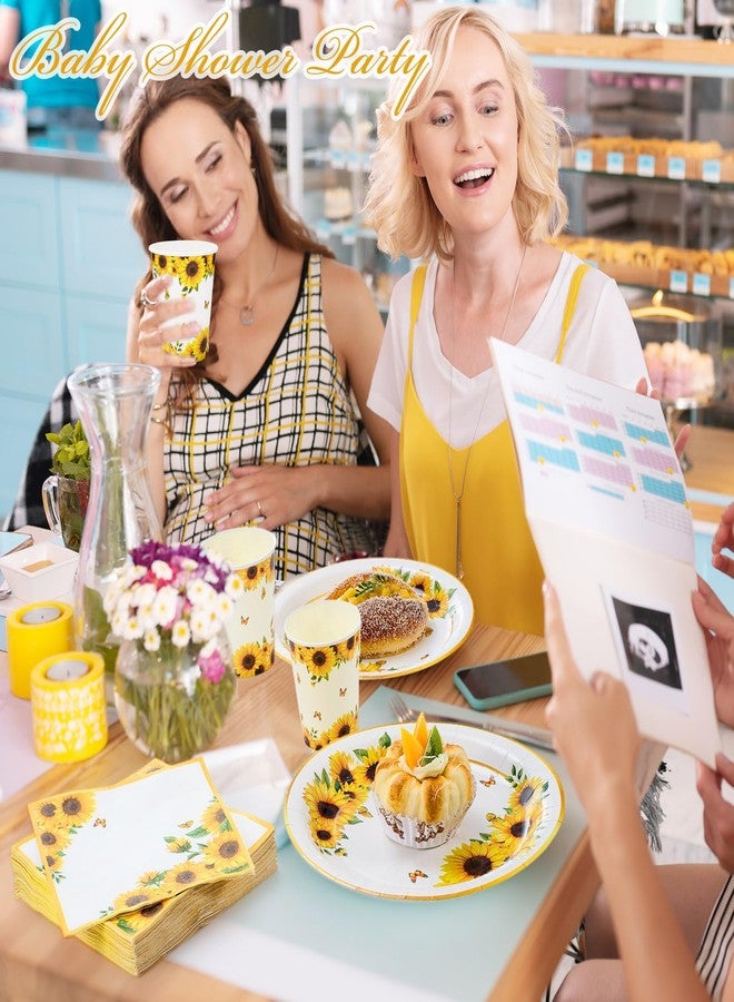 Funnymoom 400 Pcs Sunflower Party Supplies for 50 Guests Disposable Plates Napkins Cups Spoons Forks Knives for Birthday Wedding Bridal Shower Baby Shower Decorations(Yellow, Sunflower) - Image 5