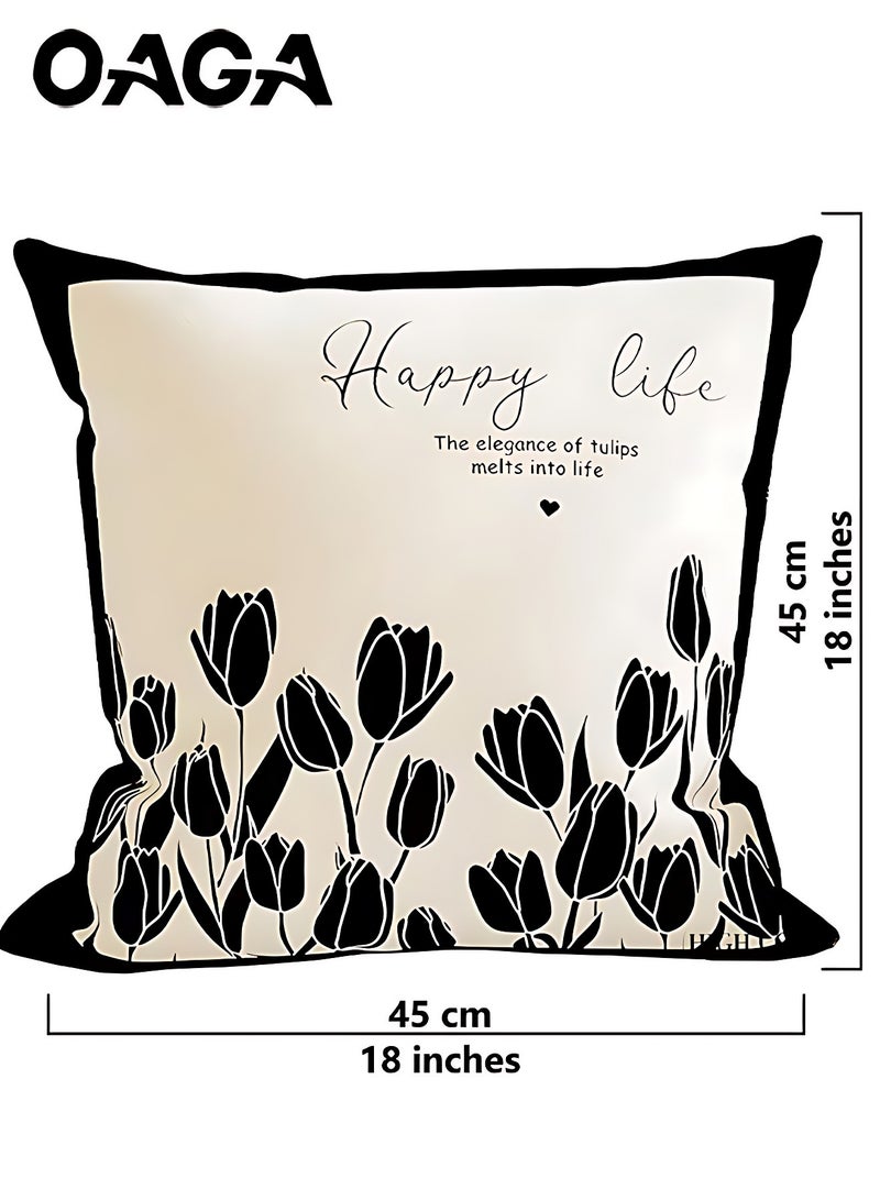 OAGA OAGA Pillow Covers Set of 4,  Short Plush Sofa Pillow Covers, Decorative Nature Plant Cushion Covers 45cm x 45cm,For Living Room Sofa Couch Bed Pillowcases 18x18 inches（Double sided pattern） - Image 4
