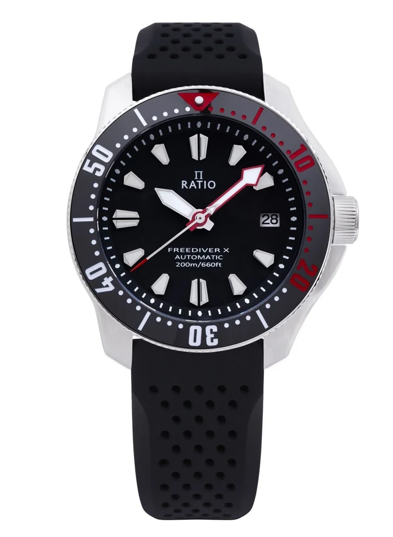 Ratio FreeDiver X Marine Black With Black Ceramic Inlay Automatic Diver RTX001 200M Men's Watch