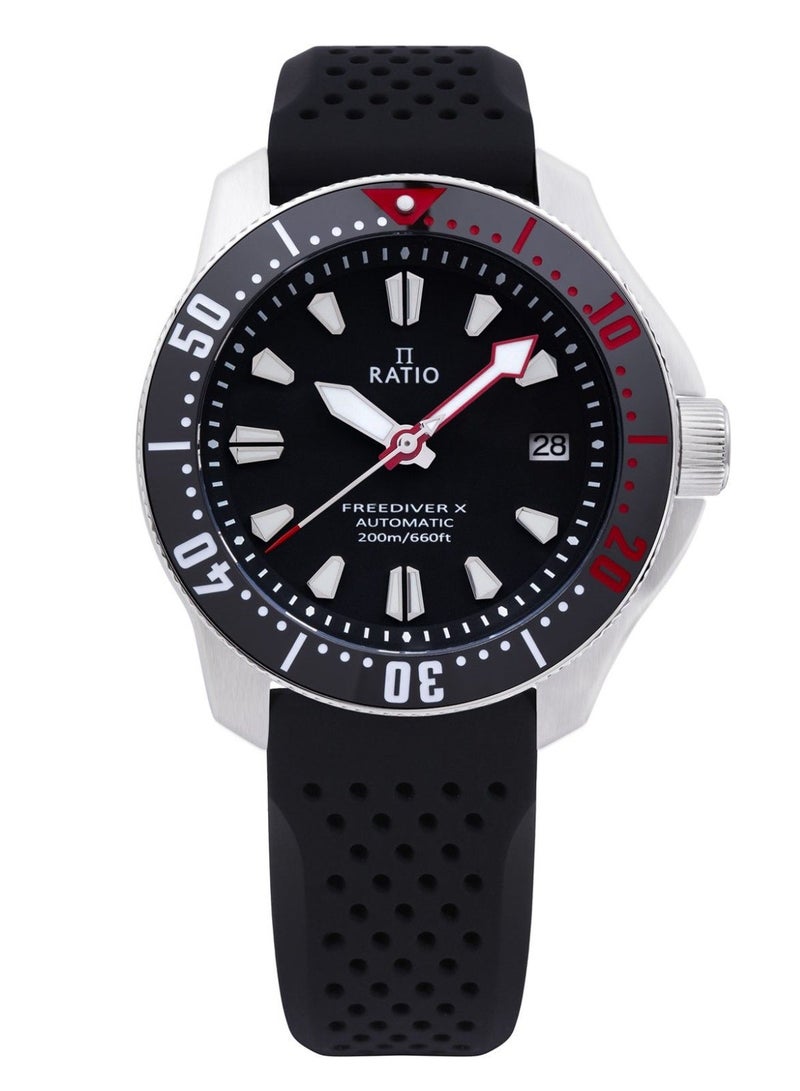 Ratio FreeDiver X Marine Black With Black Ceramic Inlay Automatic Diver RTX001 200M Men's Watch - Image 1