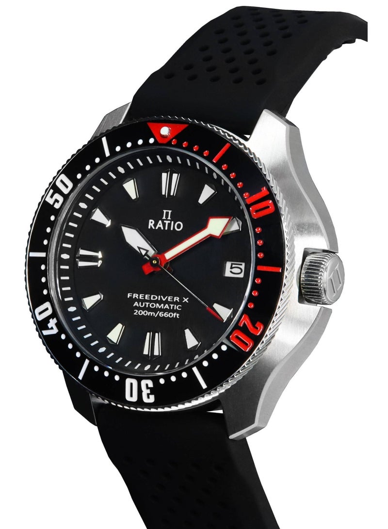 Ratio FreeDiver X Marine Black With Black Ceramic Inlay Automatic Diver RTX001 200M Men's Watch - Image 4