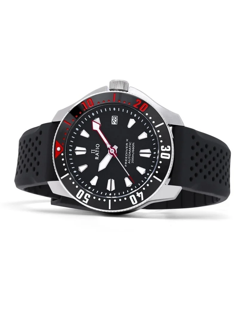 RATIO  Ratio FreeDiver X Marine Black With Black Ceramic Inlay Automatic Diver RTX001 200M Men's Watch for Men | Best Price UAE