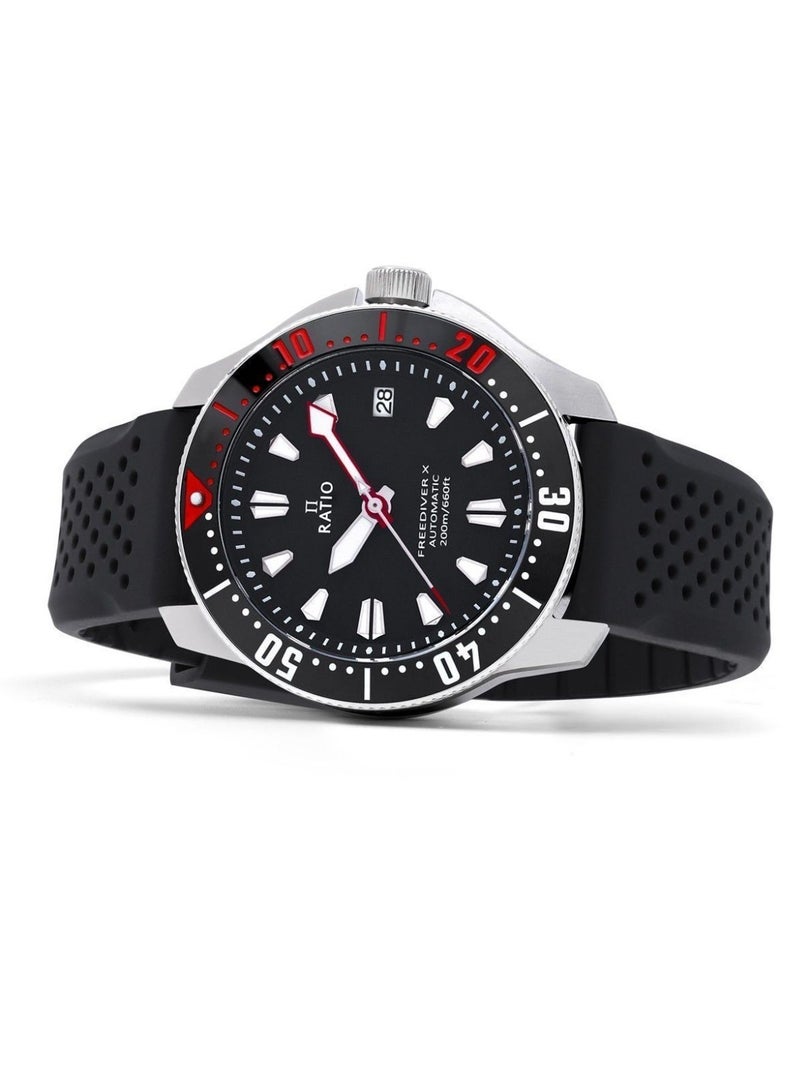 Ratio FreeDiver X Marine Black With Black Ceramic Inlay Automatic Diver RTX001 200M Men's Watch - Image 3