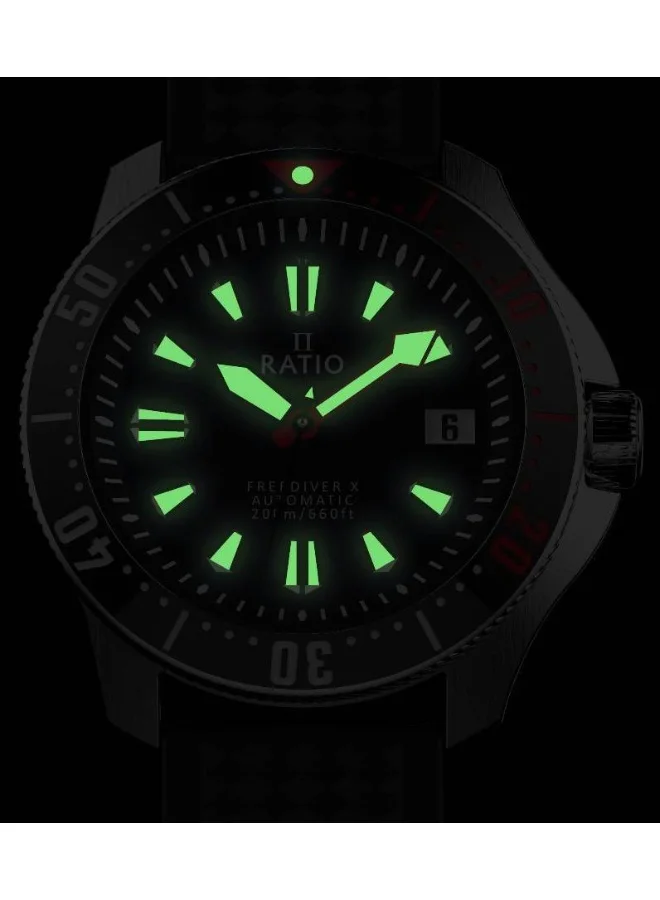 RATIO  Ratio FreeDiver X Marine Black With Black Ceramic Inlay Automatic Diver RTX001 200M Men's Watch for Men | Best Price UAE