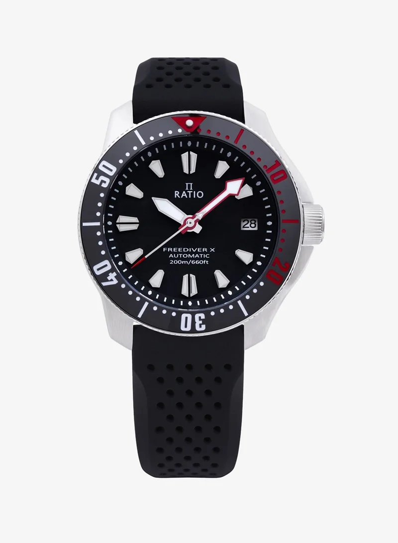 Ratio FreeDiver X Marine Black With Black Ceramic Inlay Automatic Diver RTX001 200M Men's Watch