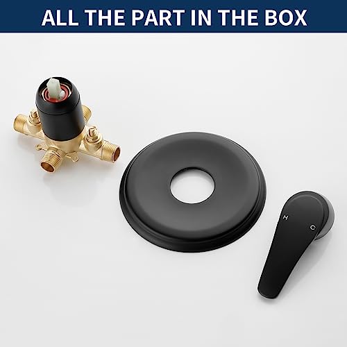 DIFEINI Shower Valve Trim Kit with Tub Spout Matte Black Tub Shower Rough-In Mixer Valve Bathroom Trim Kit - Image 5