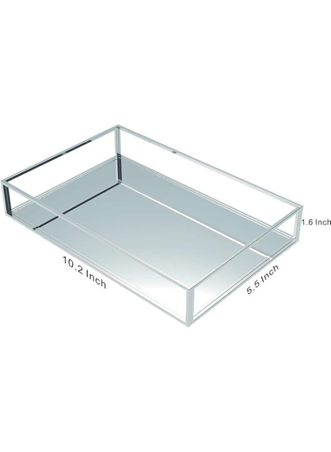 Horoof Market Horoof Home® Sleek Silver Acrylic Decorative Tray – Elegant Mirrored Display for Jewelry, Perfumes, and Home Décor, 25.9 x 14 x 4.1 cm, SL058  - Image 2