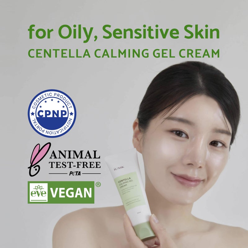 IUNIK Centella Calming Gel Cream Vegan Non-Sticky Moisturizing Blemish Care w/Centella Asiatica Tea Tree Soothes Acne Rosacea Oily & Sensitive Skin Korean Skincare - Image 3