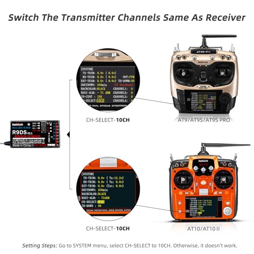 Radiolink R9DS 10 Channels 2.4GHz RC Receiver SBUS/PWM Long Range Control for Airplane/Car/Multirotors, Compatible with Transmitter AT9/AT9S/AT9S Pro/AT10II/AT10 - Image 5