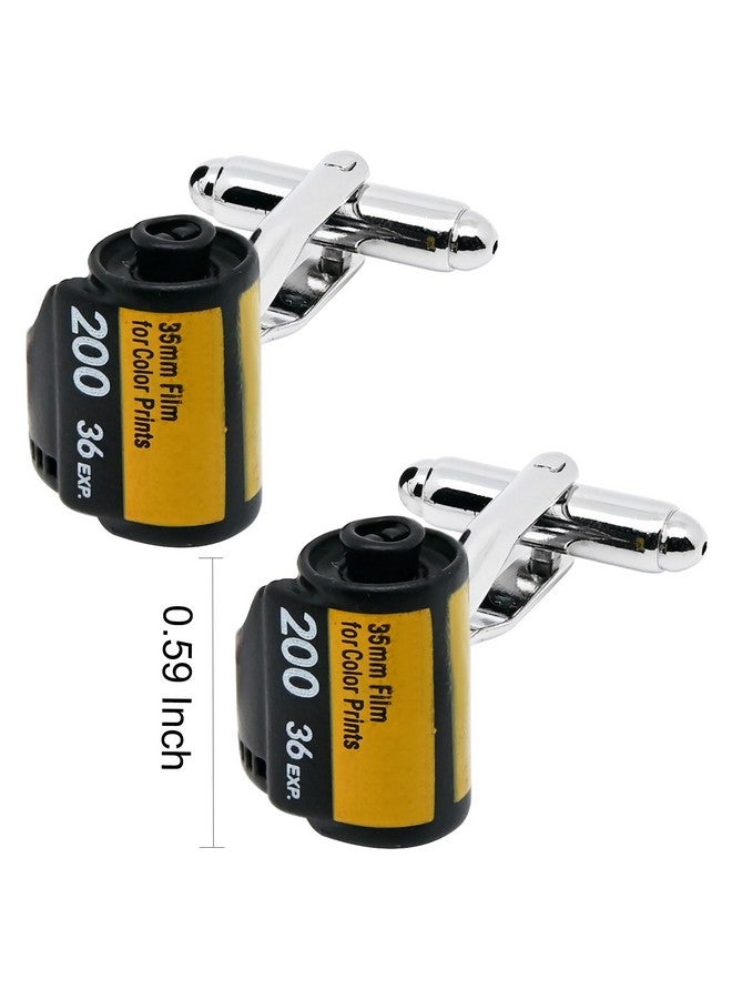 Jonwo Funny Camera Roll Film Cufflinks For Men Dress In Gift Case Unique Black Men'S Cufflinks Set For Wedding Party Birthday Anniversary Dress - Image 3