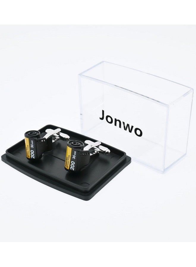 Jonwo Funny Camera Roll Film Cufflinks For Men Dress In Gift Case Unique Black Men'S Cufflinks Set For Wedding Party Birthday Anniversary Dress - Image 5