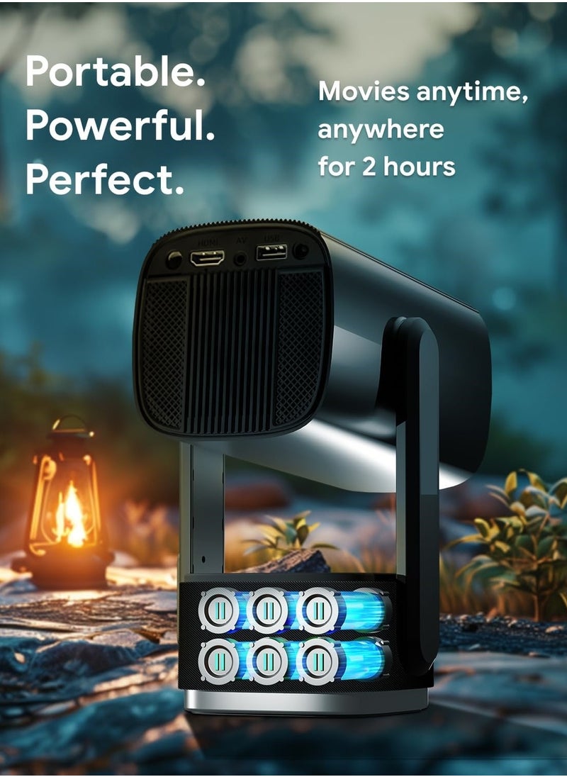 ET-LIFE Projector - 4K 1080P HD Smart Android 11.00 Portable Mini Projectors,  Auto Focus Battery Powered Wireless Projector With WIFI and Bluetooth for Home Cinema and Outdoor, White  - Image 2