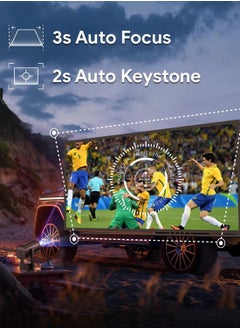 ET-LIFE Projector - 4K 1080P HD Smart Android 11.00 Portable Mini Projectors,  Auto Focus Battery Powered Wireless Projector With WIFI and Bluetooth for Home Cinema and Outdoor, White  - Image 4