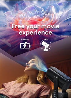 ET-LIFE Projector - 4K 1080P HD Smart Android 11.00 Portable Mini Projectors,  Auto Focus Battery Powered Wireless Projector With WIFI and Bluetooth for Home Cinema and Outdoor, White  - Image 5