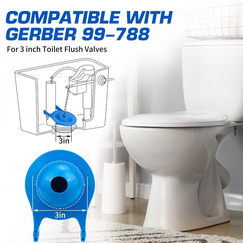 Ullnosoo Toilet Flapper Replacement for Gerber, 3 inch Toilet Stopper Kit for Gerber 99-788 with 2 Toilet Handle Chains Fits 3 inch Toilet Flush Valve, Water Saving, Easy to Install - Image 4
