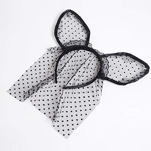 LSHDXD Halloween Headband Cat Ears Lace Veil Hair Band Headdress for Women, Perfect Hair Accessories for Halloween Ball Party Masquerade and Cosplay. - Image 2