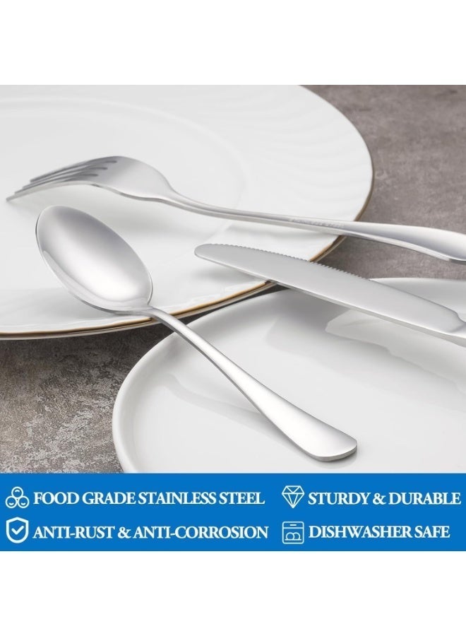 Trendiva 24 Pcs Forks and Spoons Silverware Set,Food Grade Stainless Steel Flatware Cutlery Set for Home,Kitchen and Restaurant,Mirror Polished,Dishwasher Safe-12 Dinner Fork(8 inch) and 12 Teaspoon(6.5 inch) - Image 4