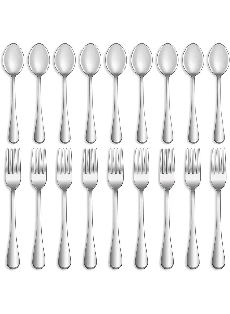 Trendiva 24 Pcs Forks and Spoons Silverware Set,Food Grade Stainless Steel Flatware Cutlery Set for Home,Kitchen and Restaurant,Mirror Polished,Dishwasher Safe-12 Dinner Fork(8 inch) and 12 Teaspoon(6.5 inch) - Image 2