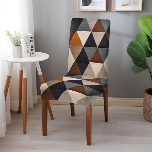 BRIDA® Polyester Spandex Stretchable Floral Geometric Printed Dining Chair Covers Elastic Chair Seat Case Protector, Slipcovers (‎4 Seater Table Cover + 4 Chair Cover, Navy Grey Geometric) - Image 2