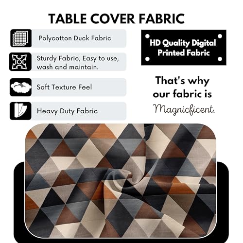 BRIDA® Polyester Spandex Stretchable Floral Geometric Printed Dining Chair Covers Elastic Chair Seat Case Protector, Slipcovers (‎4 Seater Table Cover + 4 Chair Cover, Navy Grey Geometric) - Image 4