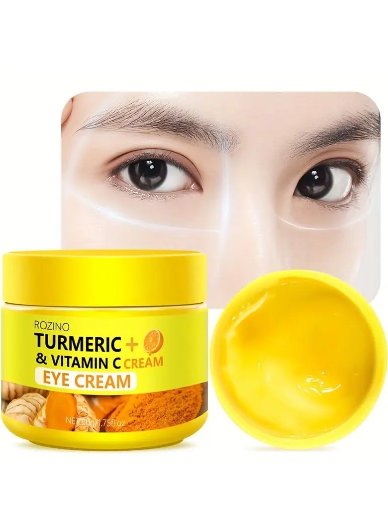 ROZINO Turmeric & Vitamin C Eye Cream, 50g, Retinol for Dark Circles, Lightweight, Non-Greasy, Hydrating & Moisturizing, Unscented, All Skin Types, Glycerin-Enriched, Compact Effect, for Oily Skin - Image 4