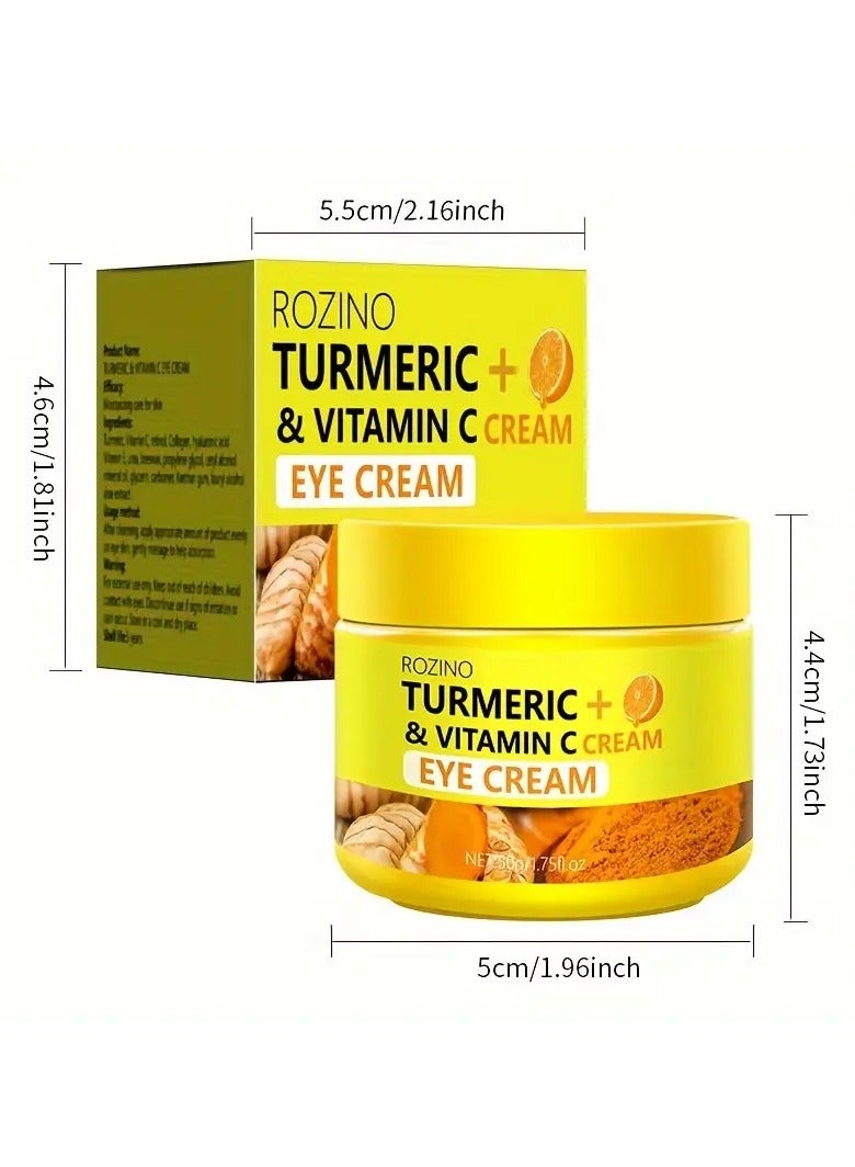 ROZINO Turmeric & Vitamin C Eye Cream, 50g, Retinol for Dark Circles, Lightweight, Non-Greasy, Hydrating & Moisturizing, Unscented, All Skin Types, Glycerin-Enriched, Compact Effect, for Oily Skin - Image 5